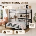 thumbnail image 4 of Miniyam Twin Over Full Bunk Bed with Built-In Desk – Metal Space-Saving Bed for Kids, Teens, Dorm Rooms, Black, 4 of 7