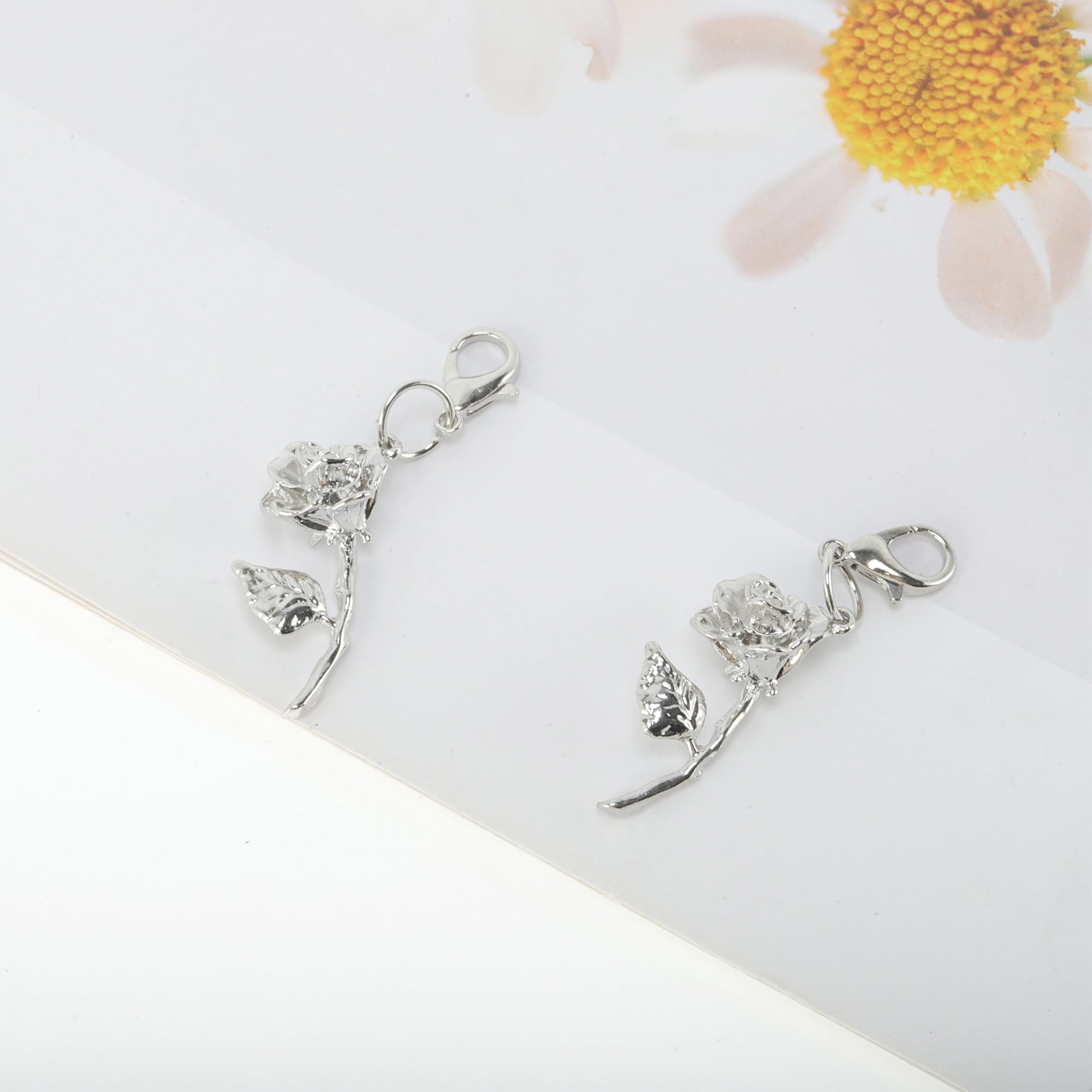 Unique Bargains Stylish Gemstone Lock Shoelace Charms 1Pair Rose