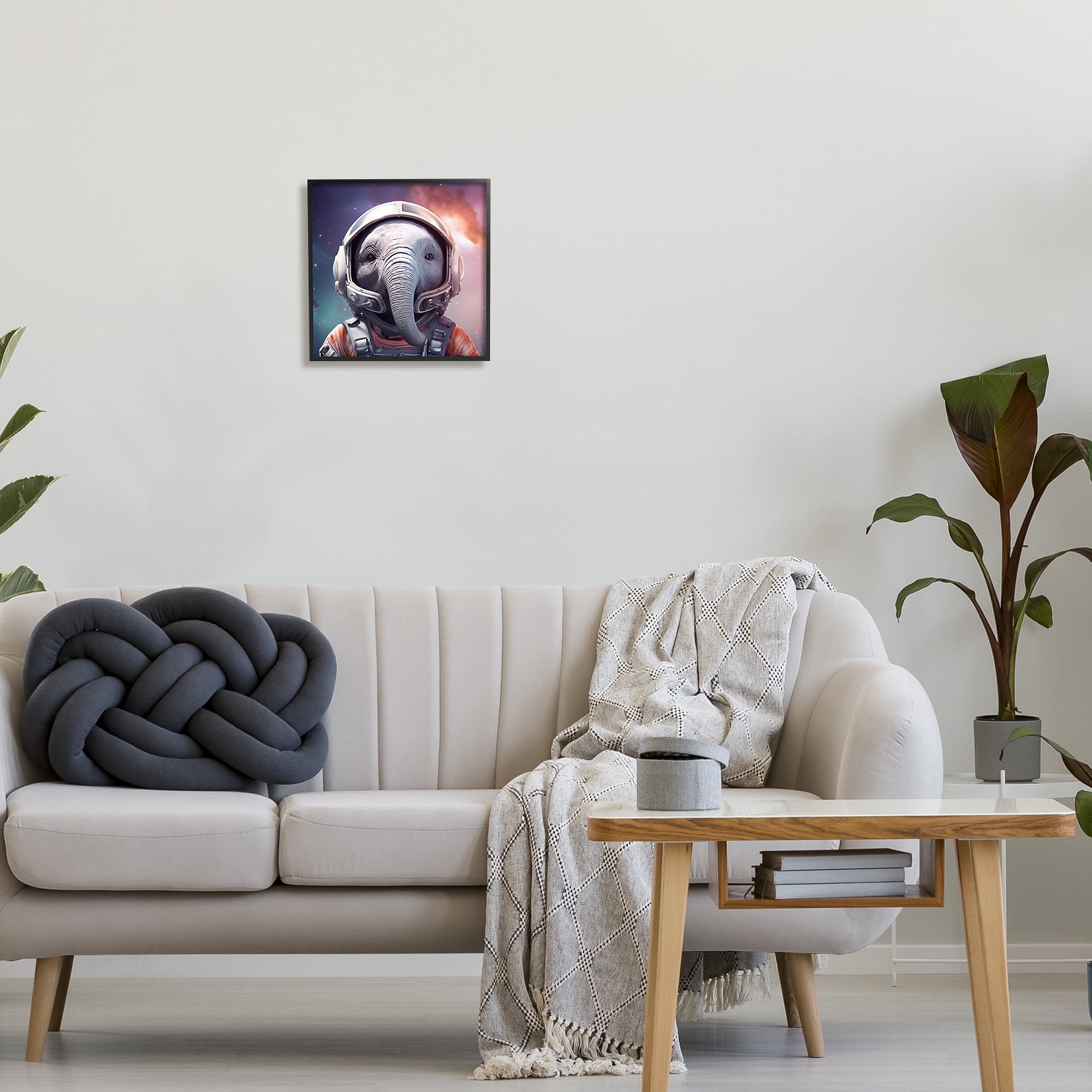 Stupell Industries Astronaut Elephant Portrait Animals & Insects Painting Black Framed Art Print Wall Art, 12 x 12