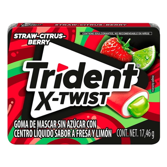 Goma de mascar Trident Twist Strawberry sin azúcar 17.46g
