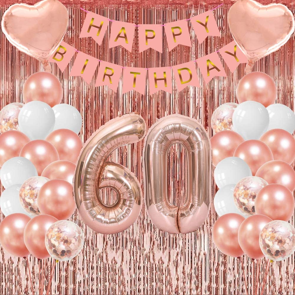 60th Birthday Decorations For Women Rose Gold 60th Birthday Balloons Party Decorations