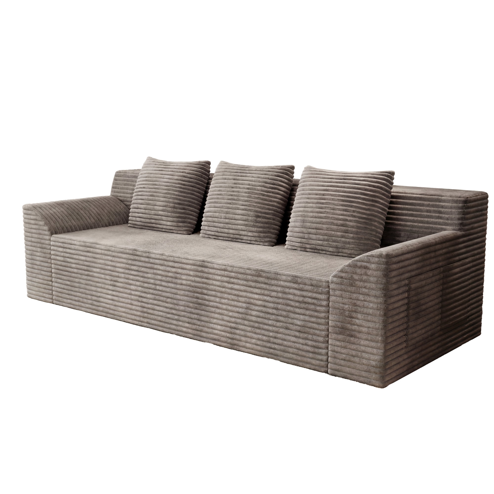 Leumius 71" 3 Seater Cloud Sofa Couch,Modern Corduroy Upholstered Boneless Sofa Couch with Deep Seat for Living Room,No Assembly Required,Camel