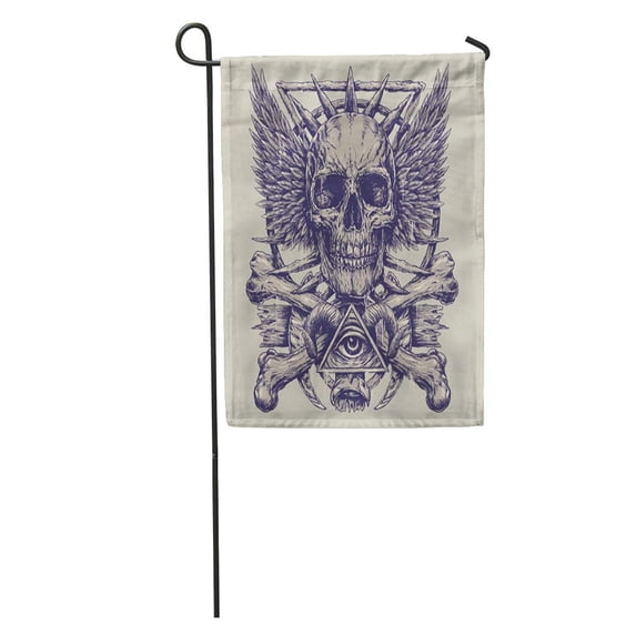 KDAGR Demon Heavy Metal Inspired Skull Eye Death Ink Rock Tattoo Garden Flag Decorative Flag House Banner 28x40 inch