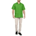thumbnail image 4 of J. METHOD Men's Short Sleeve Cuban Guayabera Button Down Shirts Classic Embroidered 4 Pockets Casual Top NEMT112 Classic Green S, 4 of 6