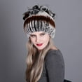 thumbnail image 2 of Contrast Color Furry Hat for Women  Winter Beanie with Patchwork, 2 of 4