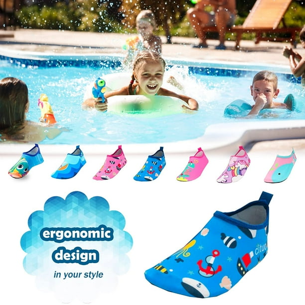Kids Summer Non Slip Lightweight Swim Water Shoes Aqua Socks Pool Beach Walking Shoes for Toddlers Kids Boys and Girls Sailor Boy s 11 12