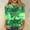 Shirts-364Green, variant on St Patricks Day Shirt Women Glittery Print Blouses Dressy Casual Round Neck Tunic Tops Green Bokeh Background Sparkle Shamrock Wear
