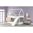 thumbnail image 3 of Harper & Bright Designs Twin Over Twin Floor Bunk Bed, Twin Size House Bunk Bed with Slide, Ladder, Guardrail and Roofs for Bedroom, White, 3 of 8