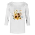 thumbnail image 6 of Qulqfy Crew neck Women's T Shirts 3/4 Length Sleeve Slim Fit Causal Tunic Raglan Basics Vacation Women's Summer Tops 3XL, 6 of 6