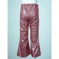 thumbnail image 5 of MSemis Girls Shiny Metallic Flare Pants Bell Bottom Wide Leg Trousers Dancewear, 5 of 7