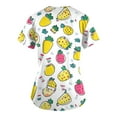 thumbnail image 5 of Women's Nursing Uniform Graphic Print Scrub Tops Summer Short Sleeve V Neck Workwear Stretchy Working Scrubs, 5 of 5