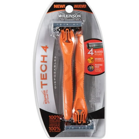 Wilkinson Sword Tech 4 Disposables Razors, 3 count
