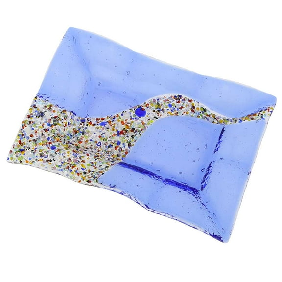 GlassOfVenice Murano Glass Klimt Rectangular Decorative Plate - Blue