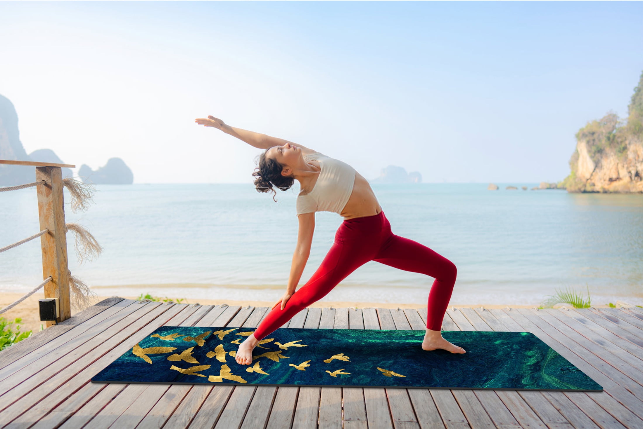 Zeronic Yoga Mat Premium Printing Non Slip Exercise & Fitness Mat for All Types of Yoga, Pilates & Floor Workouts (72" x 24" x 6mm Thick)