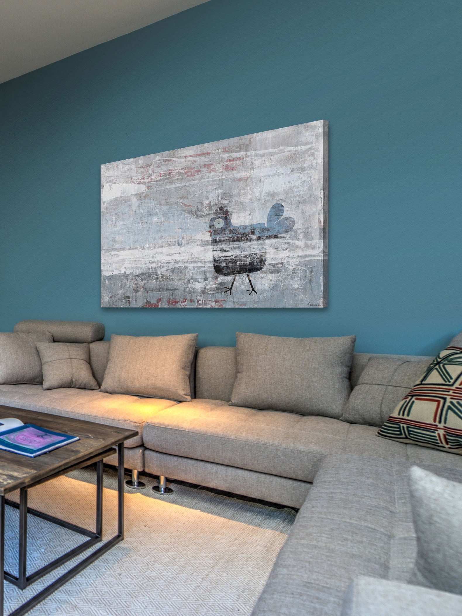 "Hazy Hen" Painting Print on Wrapped Canvas