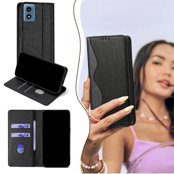 Allytechgroup Compatible with Moto G Power 5G 2024 with Card Holder, RFID Blocking PU Leather Flip Wallet Phone Case with Stand Shockproof Back Cover for Moto G Power 5G 2024, Black
