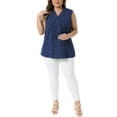 thumbnail image 2 of Agnes Orinda Women's Plus?Size?Tops Polka Dots Tie?V Neck Sleeveless Classic Blouses 4X Dark Blue, 2 of 6