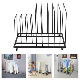 Creative Mark Wood Print Rack With Castors - Natural Beechwood Art Display Storage 27x21x31 Inches