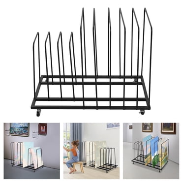 TFCFL 9 Compartments Painting Drying Rack Rolling Art Painting Display Storage Rack with 4x Wheels