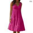 thumbnail image 1 of Robe Femme Col Rond Robe à Bretelles Robe Femme Robe Femme Fille Sans Manches Vêtements de Plage, Rose Rouge, TTG, 1 of 4