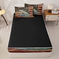 thumbnail image 4 of Manfei Vintage Bass Fish Zipper Twin Comforter Sets with Fitted Sheet and 2 Pillowcases, Rustic American Flag Zipper Bedding Set, Red Navy Beige, Black Reversible, 4pcs, 4 of 7