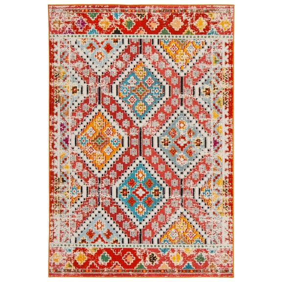 SAFAVIEH Madison Lanford Vintage Geometric Area Rug, Rust/Pink, 8' x 10'