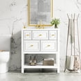 thumbnail image 2 of 30-Inch Bathroom Vanity with Ceramic Sink Solid Wood MDF Construction and 5 Drawers for Bathroom, 2 of 7