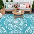 thumbnail image 2 of MeyJey Outdoor Rug 6'x9' Reversible Waterproof Area Rug Plastic Mat for RV Patio Camping Teal, 2 of 9