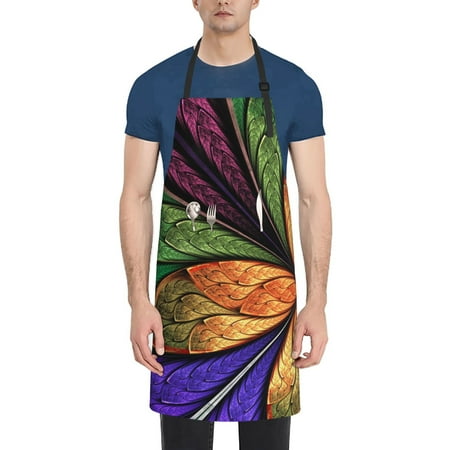 

Qekee Multicolored Beautiful Flower1 Print Waterproof Apron with Pockets Adjustable Cooking Aprons Kitchen Bib for Baking Household Cleaning