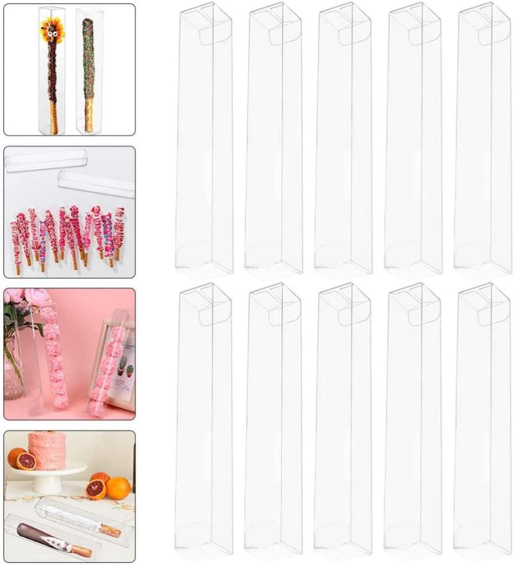 40 Pcs Clear Pretzel Rod Boxes 1" x 1" x 8" Chocolate Covered Pretzels