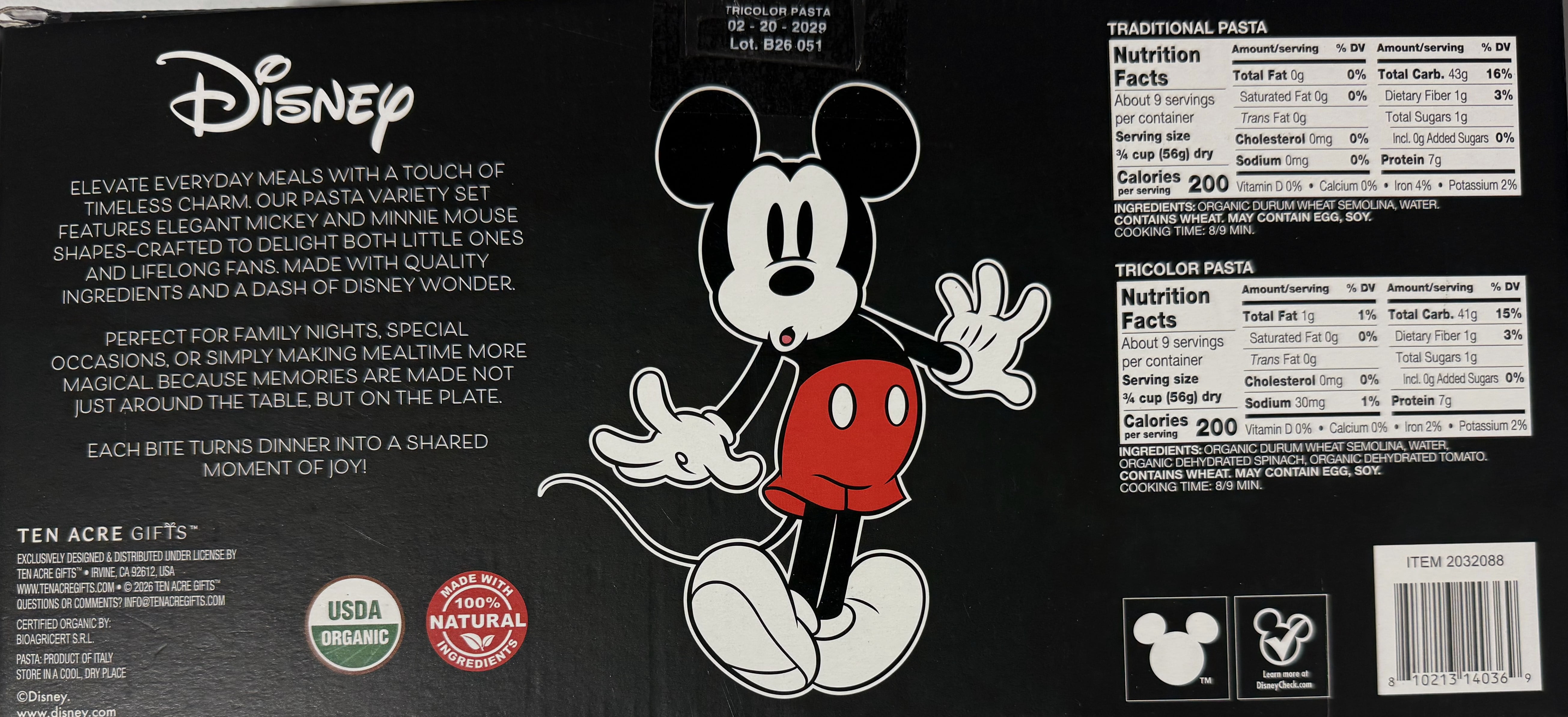 Disney Organic Mickey & Friends Pasta Variety Pack, Traditional & Tricolor, 52.9 oz (3 Pack)