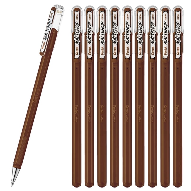 Bolígrafo de Color Pentel, Hop Mate, Marrón, Paquete de 10 K110-VE
