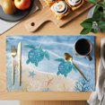 thumbnail image 2 of Navy Blue Turtle Coastal Placemats Set of 4 Waves Seaside Summer Beach Ocean Place Mats Indoor Wipeable Table Mats Washable Dining Table Placemats for Kitchen Holiday Party Home Decor 13x19 Inch, 2 of 9