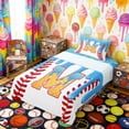 thumbnail image 3 of Erosebridal Waffle Drip Letter M Twin Sheet Sets, Cute Baseball Sport Bedding for Girls and Boys, 3pcs, 1 Flat Sheet, 1 Fitted Sheet and 1 Pillowcase, 3 of 6