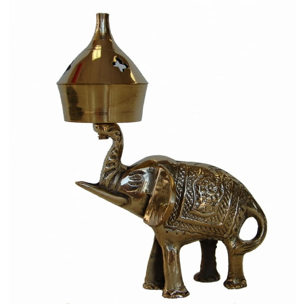 Brass Incense Oil Burner with Elephant