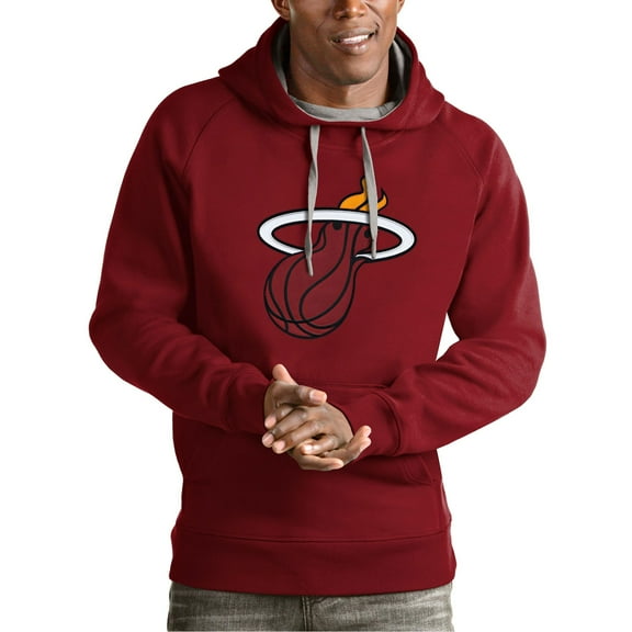 Men's Antigua Red Miami Heat Team Logo Victory Pullover Hoodie