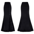 thumbnail image 2 of Women's Pleated Midi Skirt Gothic Punk Skirt Lace Up Victorian Skirt Elastic High Waist A-Line Maxi Victorian Skirts, 2 of 5