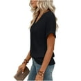 thumbnail image 5 of ICHUANYI Womens Short Sleeve Shirts V Neck Summer Tops Casual T Shirts Basic Tees Loose Top, 5 of 8
