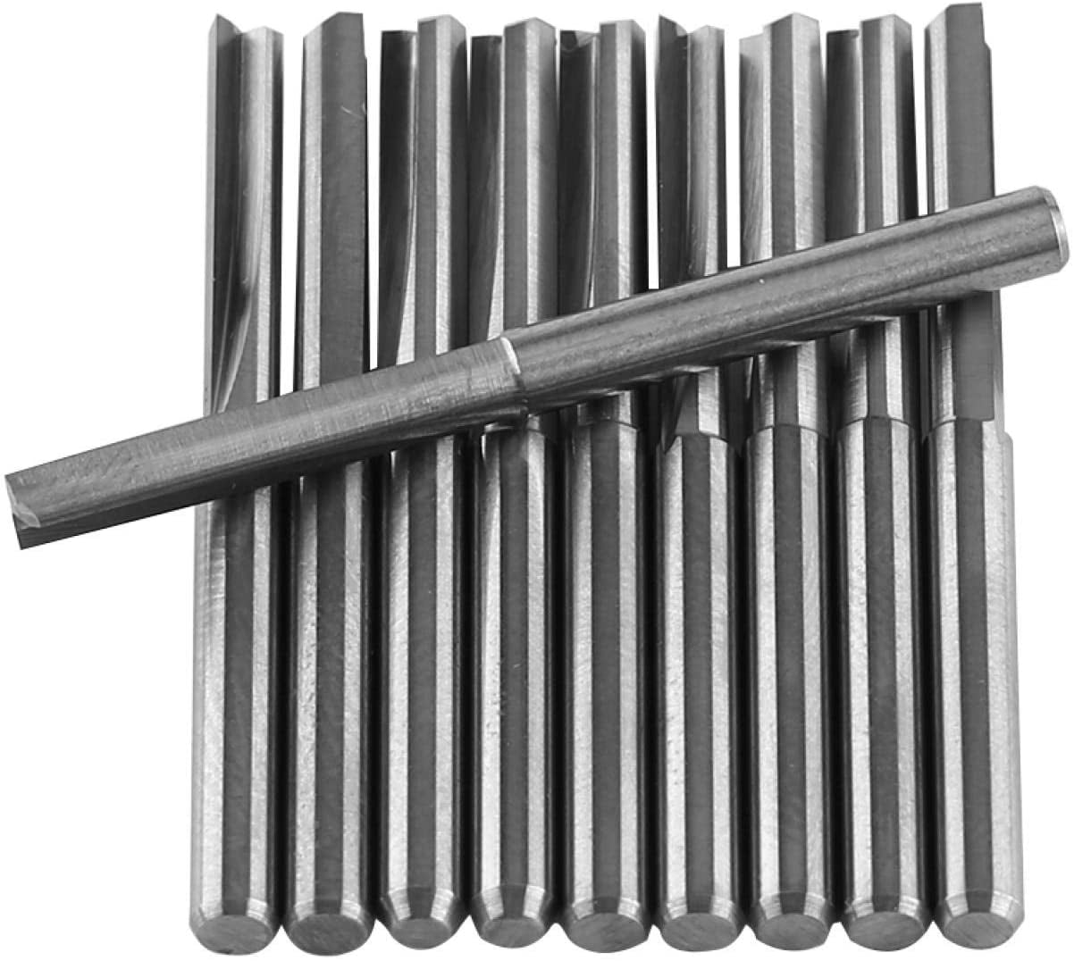 10Pcs 1/8" End Mill Cnc Milling Cutter Cutting Tools Double Edge Straight Cutter