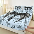 thumbnail image 3 of Feelyou Fashion Black Angel Full Size Sheets for Teens, Magic Fairy Tale Bed Sheets, Cute Bowknot Bow-tie Sheet Sets, Luxury Bedroom Decor, 4-Piece, 3 of 7
