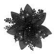 thumbnail image 2 of 12 Pack Black Glitter Poinsettia Christmas Flowers, 5.7 Inch Artificial Holiday Floral Accents for Tree, Wreath, Garland, Mantel & Gothic Home Decor, 2 of 5