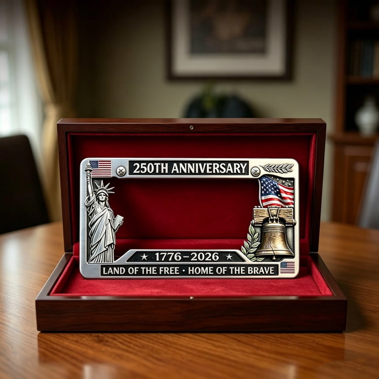 250th Anniversary Iron License Plate Frame, 250th Anniversary