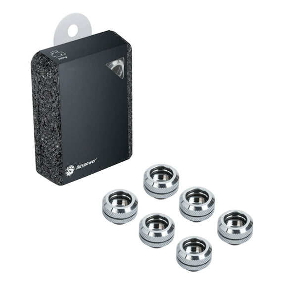 Bitspower G1/4" to Enhance Multi-Link Fitting for 14mm OD Rigid Tubing, Silver Shining, 6-pack