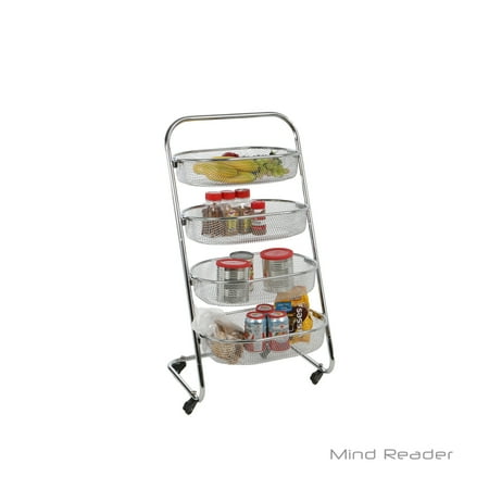 Purpose Utility Cart - Mind Reader 4 Tier Rolling Basket All Purpose Utility Cart Rack, Silver