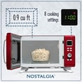 thumbnail image 2 of Nostalgia 0.9 cu ft Mid-Century Retro Microwave Oven, 900W Microwave Oven with LED Clock, Red, 2 of 6