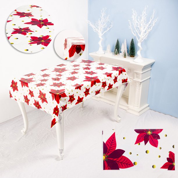 Disposable Christmas Printing Tablecloth 3.6FTx5.9FT Holiday Rectangle