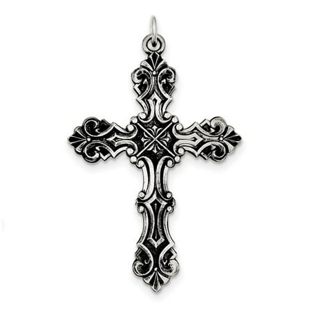 Sterling Silver Engravable Antiqued Cross Pendant