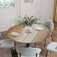 thumbnail image 5 of Brown Ombre Round Tablecloth for 55-60 Inch Tables, Fitted Table Cover with Elastic Edge, Vintage Country Wooden Waterproof Outdoor Table Cloth Protector for Patio Garden Dinner Picnic, 5 of 9