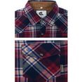 thumbnail image 4 of COEVALS CLUB Men's Flannel Western Pearl Snap Corduroy Lined Plaid Work Long Sleeve Shirts 07 Khaki Blue Crimson XX-Large, 4 of 5