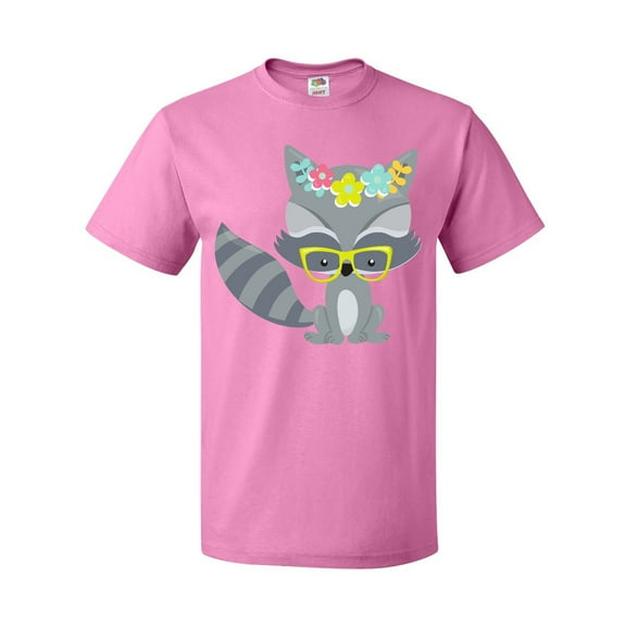 Inktastic Hipster Raccoon, Raccoon With Glasses, Flowers T-Shirt